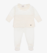 Load image into Gallery viewer, PAZ RODRIGUEZ Ivory Merino Wool Knitted 2 Piece Babygrow