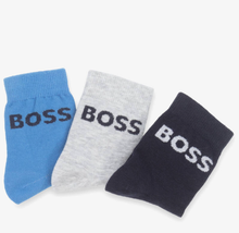 Load image into Gallery viewer, HUGO BOSS Baby Boys Blue & Grey Cotton Socks (3 Pack)