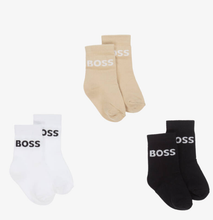 Load image into Gallery viewer, HUGO BOSS Baby Boys Beige & Black Cotton Socks (3 Pack)