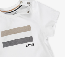 Load image into Gallery viewer, BOSS Boys Navy Blue Cotton Shorts Set with Signature Stripes