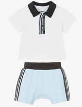 Load image into Gallery viewer, KARL LAGERFELD Baby Boys White & Blue Cotton Shorts Set