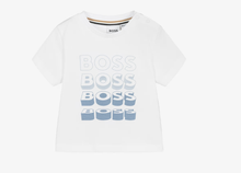 Load image into Gallery viewer, BOSS Baby Boys White Cotton T-Shirt with Repeat Logo