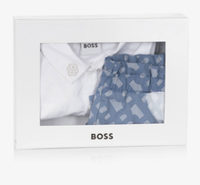 Load image into Gallery viewer, HUGO BOSS White & Blue Cotton Shorts Set