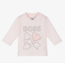 Load image into Gallery viewer, HUGO BOSS Girls Pink Cotton Ginkgo Leaf Top