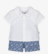 Load image into Gallery viewer, HUGO BOSS White & Blue Cotton Shorts Set