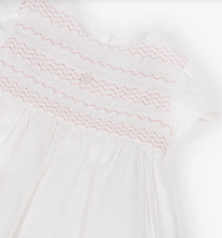 Load image into Gallery viewer, PATACHOU Baby Girls White & Pink Smocked Cotton Dress