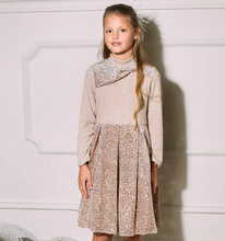 Load image into Gallery viewer, PATACHOU Girls Beige & Gold Sequin Velour Dress