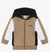 Load image into Gallery viewer, HUGO BOSS BABY Boys Beige Cotton Colourblock Zip-Up Top