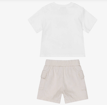 Load image into Gallery viewer, BOSS Baby Boys White & Beige Cotton & Linen Shorts Set