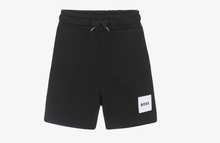 Load image into Gallery viewer, BOSS Boys Black Cotton Jersey Shorts with Patch Logo