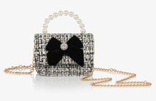 Load image into Gallery viewer, PATACHOU Black & Gold Tweed Bow Bag (14cm)
