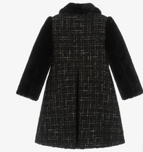 Load image into Gallery viewer, PATACHOU Girls Black Tweed & Faux Fur Coat