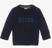 Load image into Gallery viewer, HUGO BOSS Boys Navy Blue Cotton Sweater