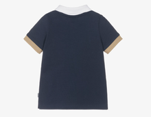 Load image into Gallery viewer, BOSS Baby Boys Blue Cotton Piqué Colourblock Detail Polo Shirt