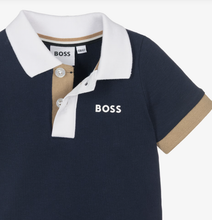 Load image into Gallery viewer, BOSS Baby Boys Blue Cotton Piqué Colourblock Detail Polo Shirt