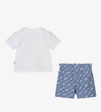 Load image into Gallery viewer, HUGO BOSS White & Blue Cotton Shorts Set