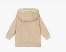 Load image into Gallery viewer, BOSS Boys Beige Cotton Zip-Up Hooded Top