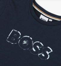 Load image into Gallery viewer, HUGO BOSS Boys Navy Blue Cotton Top with Faded Logo