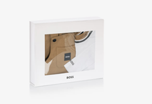 Load image into Gallery viewer, BOSS Baby Boys Beige & White Dungaree Set