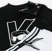 Load image into Gallery viewer, KARL LAGERFELD Boys Black & White Cotton Jersey New Ikons Logo Shorts Set
