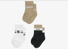 Load image into Gallery viewer, BOSS Baby Boys Beige & Black Logo Socks (3 Pack)