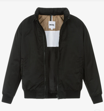 Load image into Gallery viewer, HUGO BOSS Boys Black Padded Jacket with Fold-Away Hood