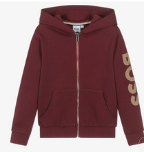 Load image into Gallery viewer, HUGO BOSS Boys Burgundy Red Cotton Tracksuit