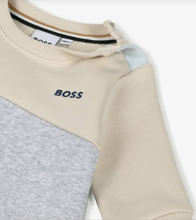 Load image into Gallery viewer, HUGO BOSS Baby Boys Ivory & Grey Colourblock Cotton Sweatshirt