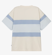 Load image into Gallery viewer, BOSS Boys Ivory & Blue Cotton Piqué Colorblock T-Shirt