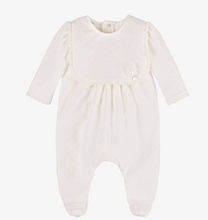 Load image into Gallery viewer, PAZ RODRIGUEZ Girls Ivory Cotton Velour Babygrow