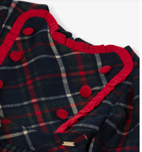 Load image into Gallery viewer, PATACHOU Girls Navy Blue & Red Tartan Dress with Velvet Trims