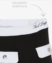 Load image into Gallery viewer, KARL LAGERFELD Girls Black Double Jersey Skirt with Contrast White Trim