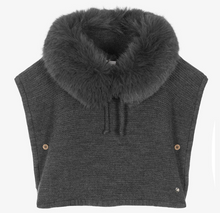 Load image into Gallery viewer, PAZ RODRIGUEZ Girls Grey Wool Knit Poncho
