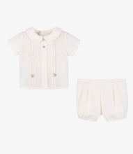 Load image into Gallery viewer, PAZ RODRIGUEZ Baby Boys Ivory Cotton Buster Suit