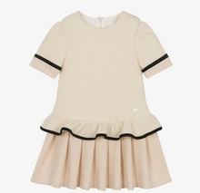 Load image into Gallery viewer, PATACHOU Girls Ivory Ribbed Knit & Crêpe Jersey Dress