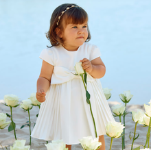 Load image into Gallery viewer, PATACHOU Girls Ivory Bow Pleated Crêpe Dress
