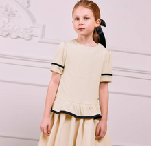 Load image into Gallery viewer, PATACHOU Girls Ivory Ribbed Knit & Crêpe Jersey Dress