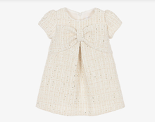 Load image into Gallery viewer, PATACHOU Girls Ivory Tweed Dress with Bow & Sequins