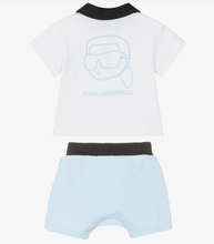 Load image into Gallery viewer, KARL LAGERFELD Baby Boys White & Blue Cotton Shorts Set