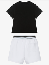 Load image into Gallery viewer, KARL LAGERFELD Boys Black & White Cotton Jersey New Ikons Logo Shorts Set