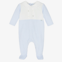 Load image into Gallery viewer, PAZ RODRIGUEZ Boys Blue Velour Babygrow