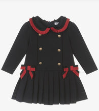 Load image into Gallery viewer, PATACHOU Girls Navy Blue Ribbon & Button Trim Cotton Jersey Dress