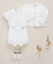Load image into Gallery viewer, PAZ RODRIGUEZ Boys Ivory Embroidered Cotton Buster Suit
