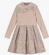 Load image into Gallery viewer, PATACHOU Girls Beige & Gold Sequin Velour Dress