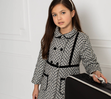 Load image into Gallery viewer, PATACHOU Girls Black & Ivory Tweed Coat