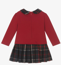 Load image into Gallery viewer, PATACHOU Girls Red Cotton Jersey & Tartan Dress