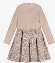 Load image into Gallery viewer, PATACHOU Girls Beige & Gold Sequin Velour Dress