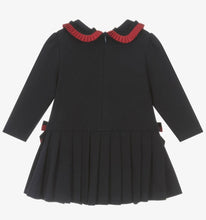 Load image into Gallery viewer, PATACHOU Girls Navy Blue Ribbon & Button Trim Cotton Jersey Dress