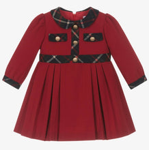 Load image into Gallery viewer, PATACHOU Girls Red & Blue Tartan Trim Twill Dress