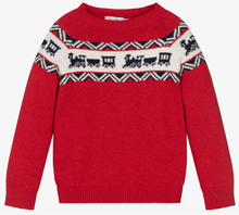 Load image into Gallery viewer, PATACHOU Boys Red Wool Knit Train Jumper